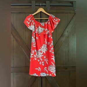 Women’s Red Floral Off-Shoulder Dress size M (Yuki Kim) NWT